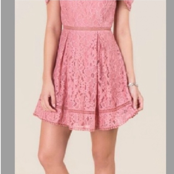 Francesca's Lace Cold Shoulder Pink Mini Dress - Picture 4 of 9